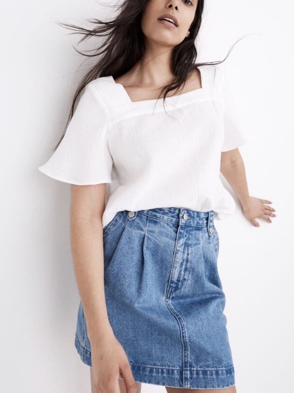 Madewell Denim Pleated Mini Skirt in Upton Wash size 24